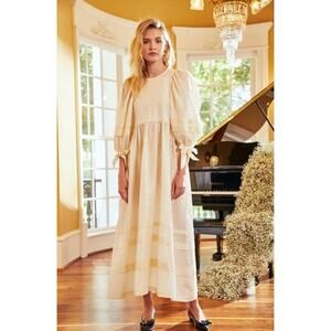 Hunter Bell Cream Maxi Sundress with Bishop Sleeves